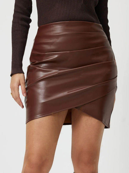 Ruched Asymmetrical Hem Skirt for Stylish Outfits - Selvanelle