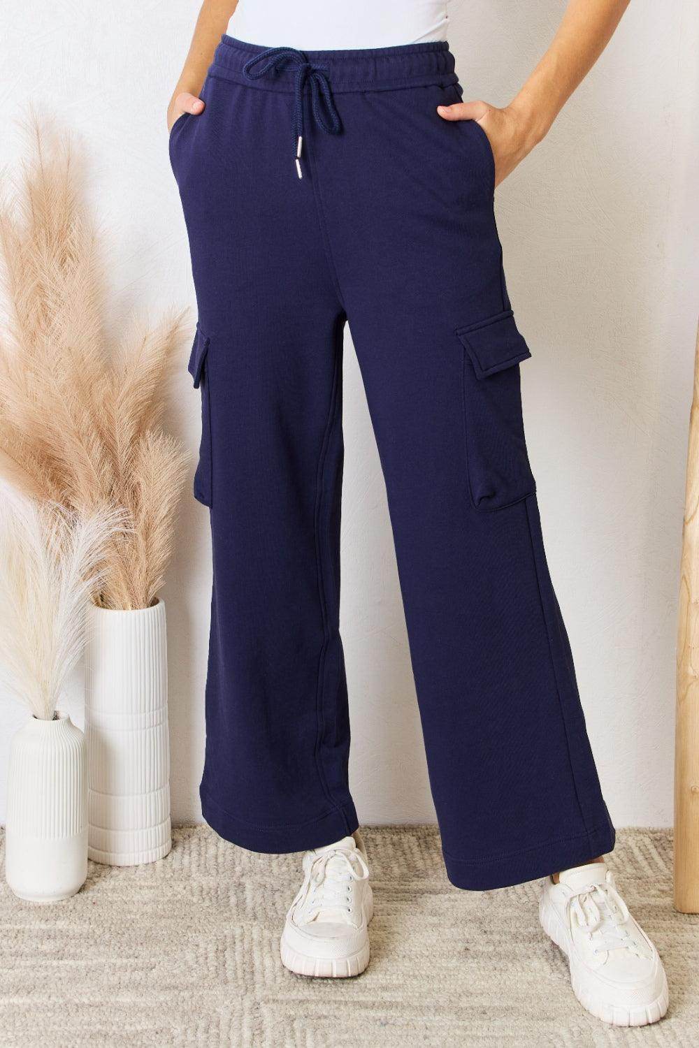 RISEN Drawstring Relaxed Cargo Wide Leg Pants for Women - Selvanelle