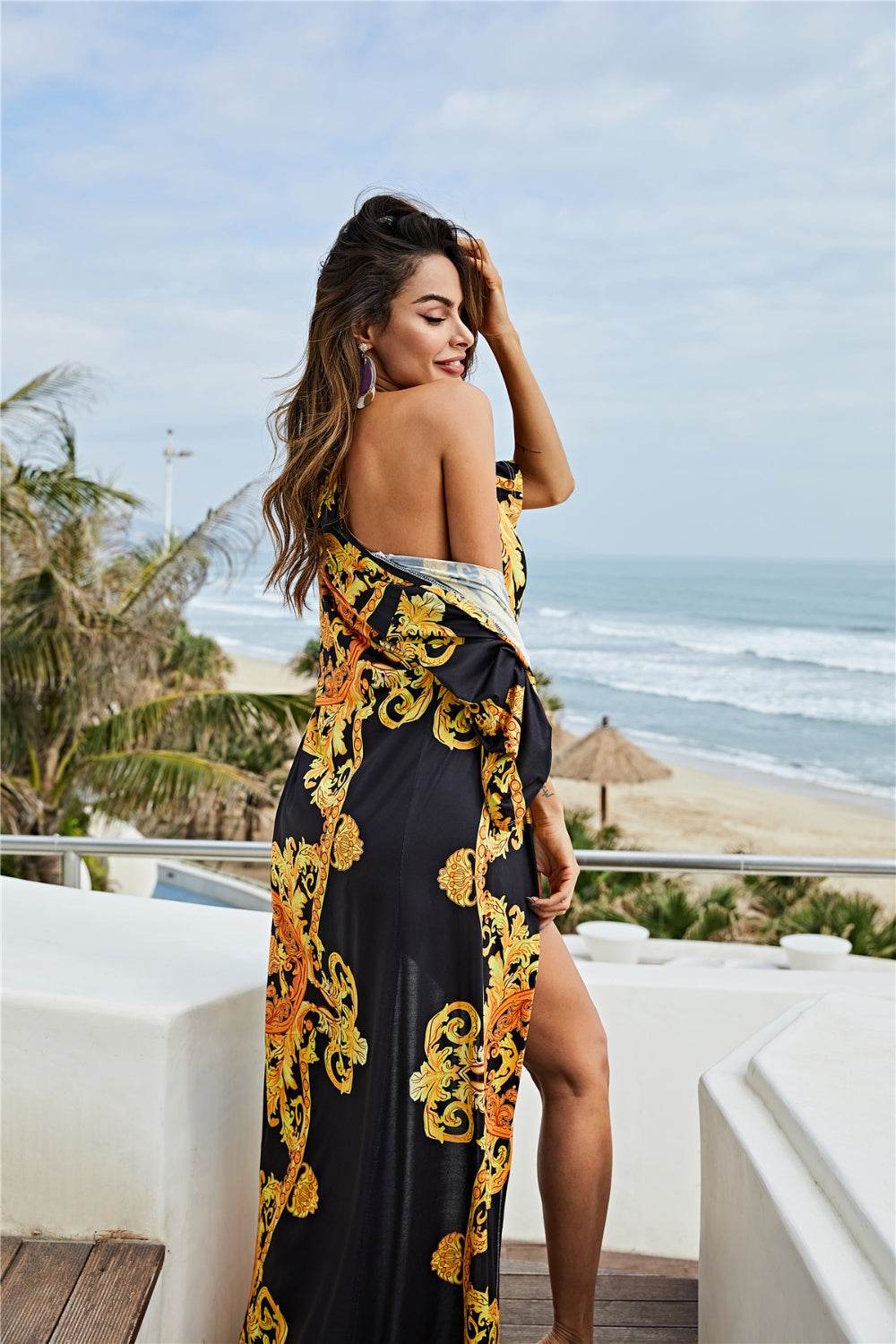 Printed Plunge One-Piece and Cover Up Swim Set - Selvanelle