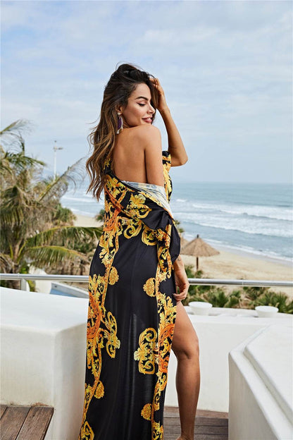 Printed Plunge One-Piece and Cover Up Swim Set - Selvanelle