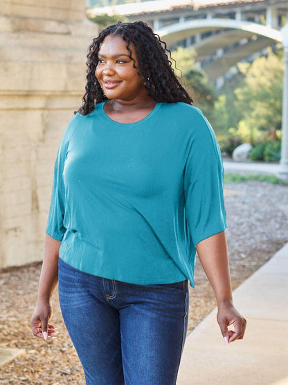 Basic Bae Full Size Round Neck Drop Shoulder T-Shirt for All - Selvanelle