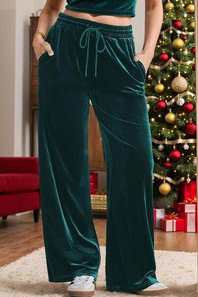 Drawstring Elastic Waist Straight Leg Pants for Women - Selvanelle