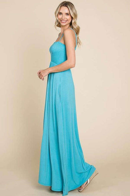 Culture Code Full Size Smocked Cami Maxi Dress With Pockets - Selvanelle