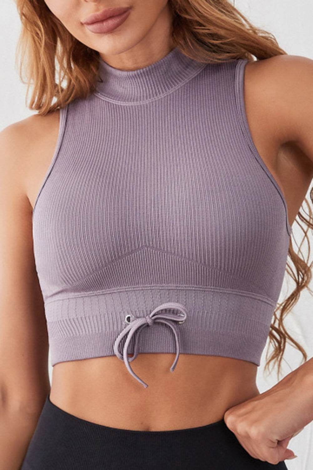 Mock Neck Ribbed Sports Tank - Selvanelle