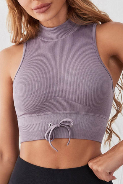 Mock Neck Ribbed Sports Tank - Selvanelle