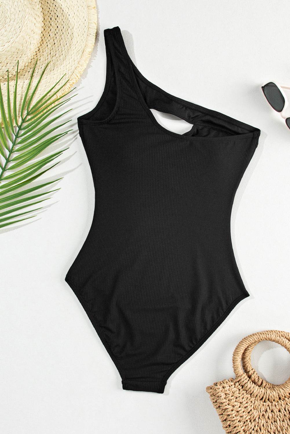 Cutout One Shoulder Sleeveless One-Piece Swimwear - Selvanelle