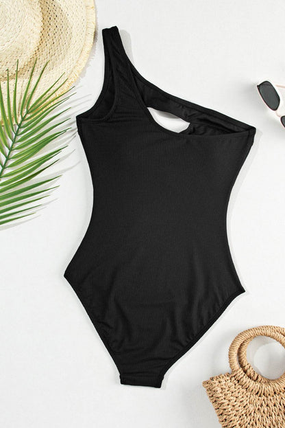 Cutout One Shoulder Sleeveless One-Piece Swimwear - Selvanelle
