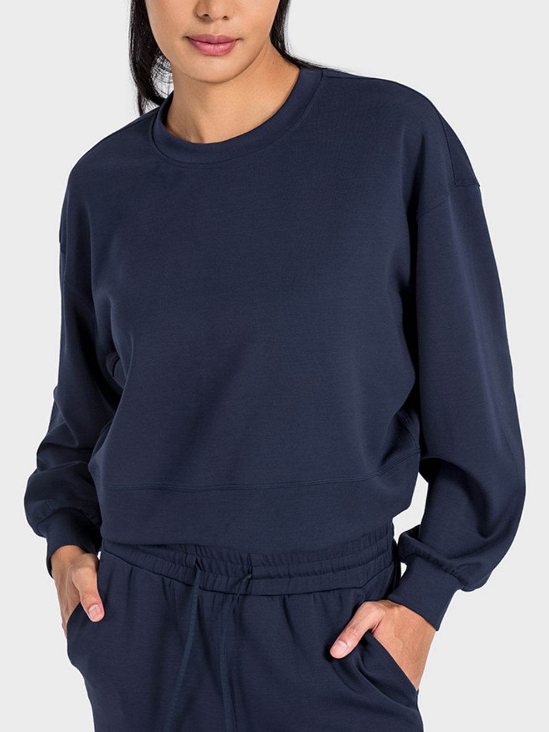 Millennia Round Neck Drop Shoulder Sports Top - Selvanelle