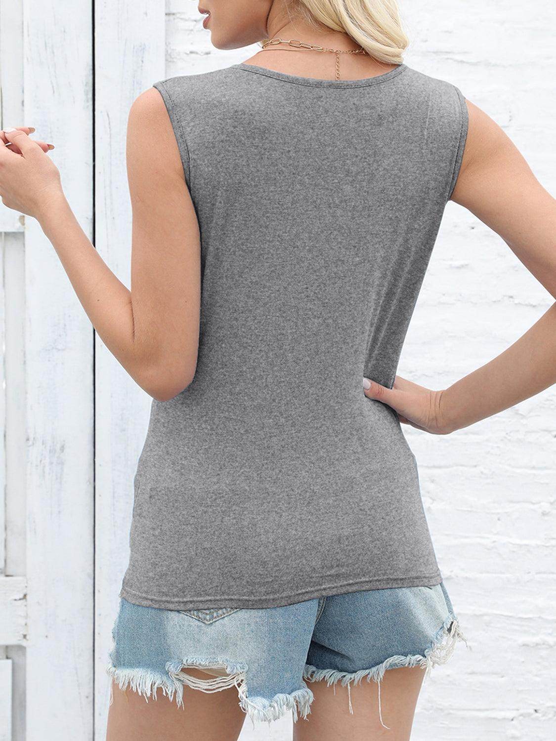 Cutout Twisted Round Neck Tank for Stylish Comfort - Selvanelle