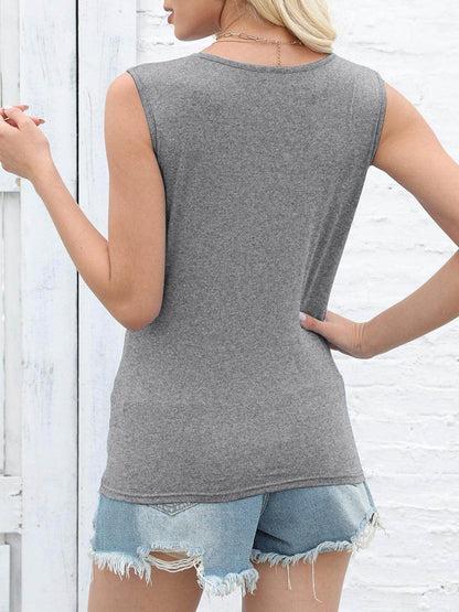 Cutout Twisted Round Neck Tank for Stylish Comfort - Selvanelle