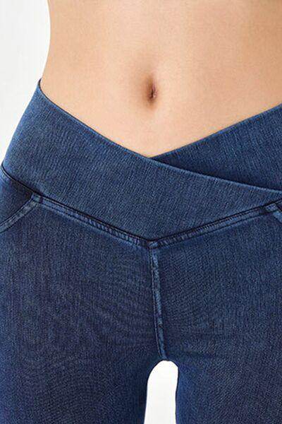 Basic Bae Asymmetrical Waist Denim Shorts With Pockets - Selvanelle