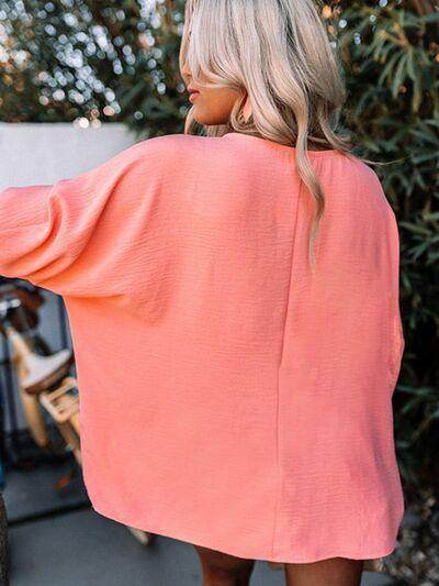 Round Neck Three-Quarter Sleeve Blouse for Women Fashion - Selvanelle