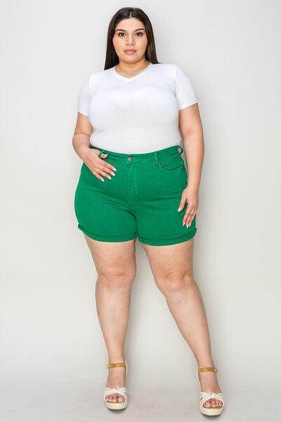 Judy Blue Full Size Tummy Control Denim Shorts for Women - Selvanelle