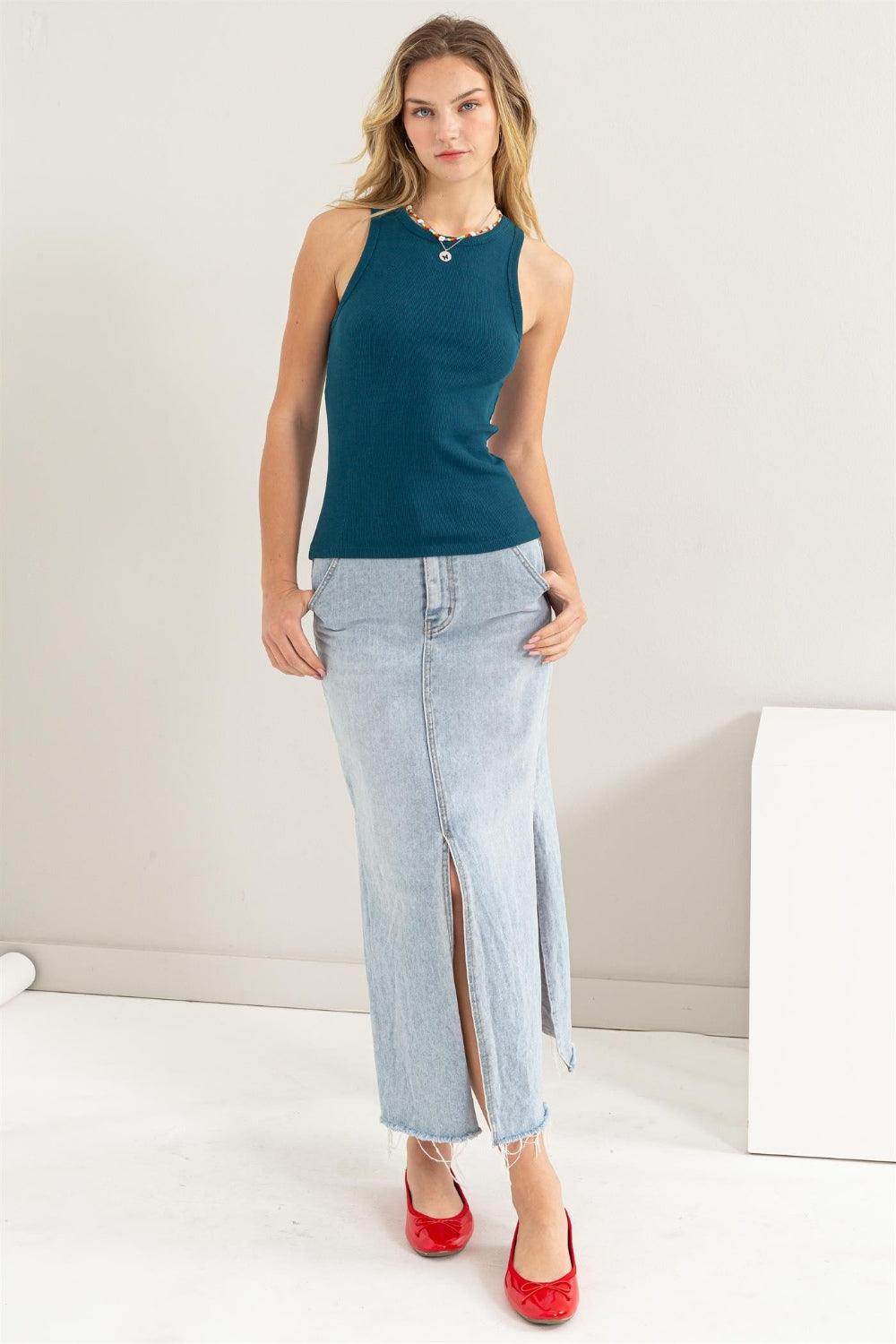 HYFVE Ribbed Round Neck Tank Top for Effortless Style - Selvanelle