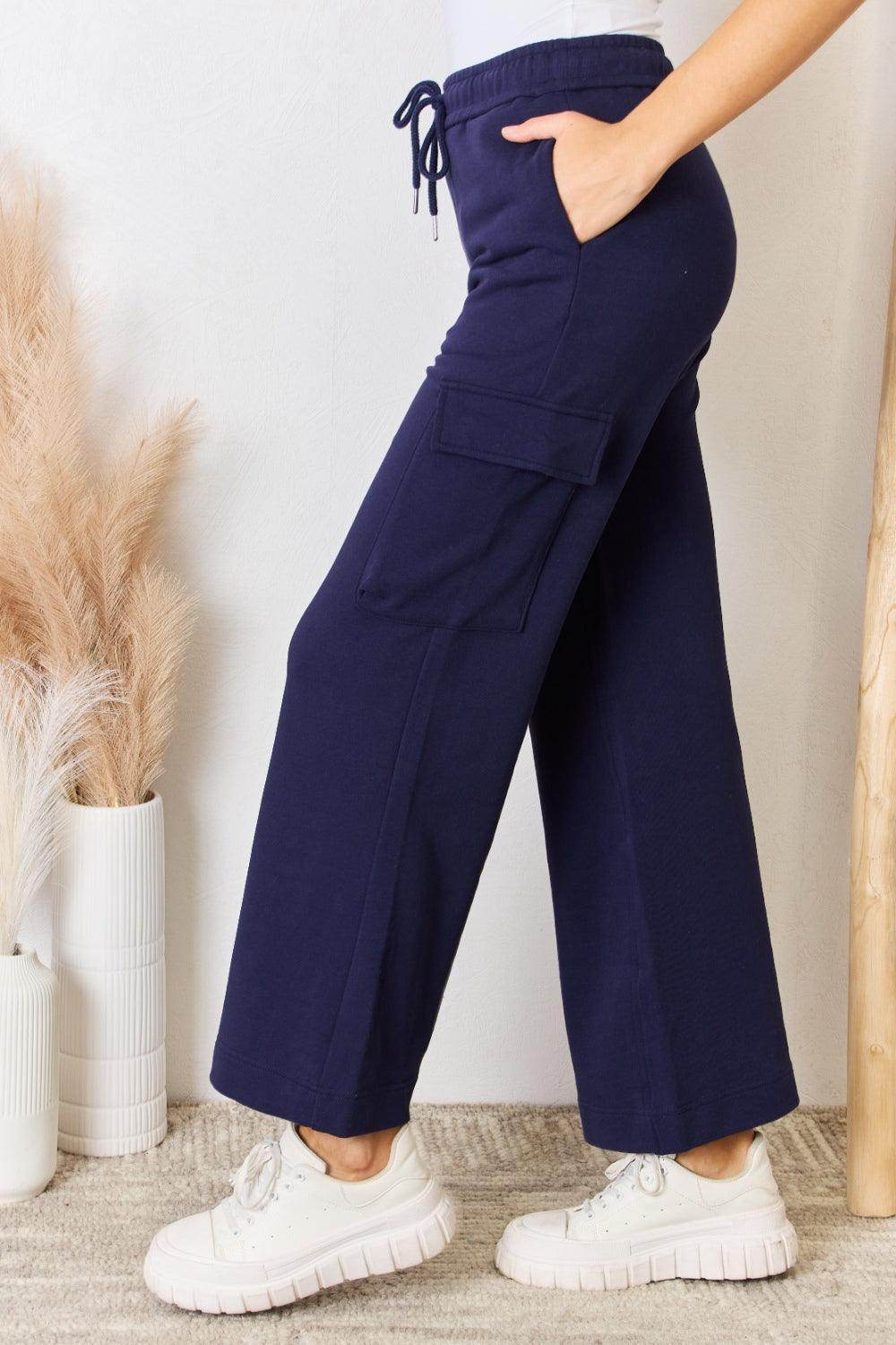 RISEN Drawstring Relaxed Cargo Wide Leg Pants for Women - Selvanelle