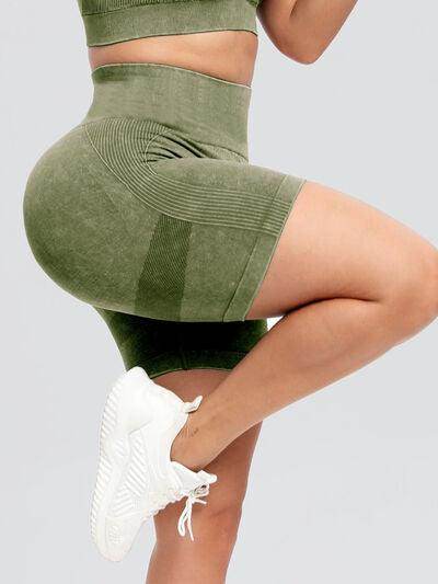 Washed High Waist Active Shorts for Ultimate Comfort - Selvanelle