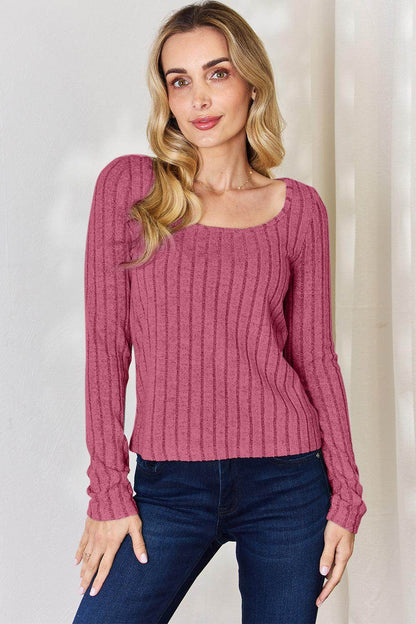 Basic Bae Full Size Ribbed Long Sleeve T-Shirt for Women - Selvanelle