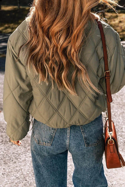 Drawstring Collared Neck Long Sleeve Winter Coat for Women - Selvanelle