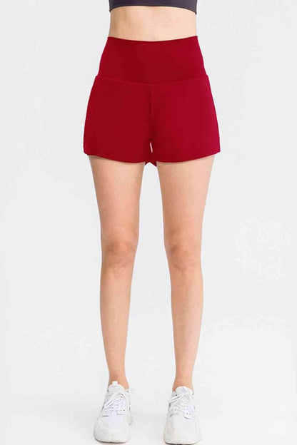 Wide Waistband Sports Shorts with Pockets for Women - Selvanelle