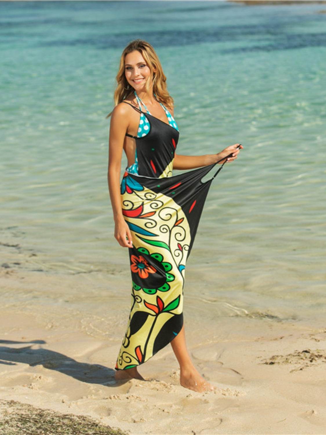 Printed Spaghetti Strap Cover Up - Selvanelle