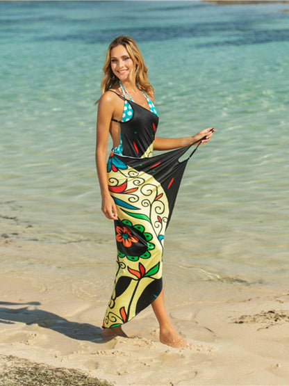 Printed Spaghetti Strap Cover Up - Selvanelle