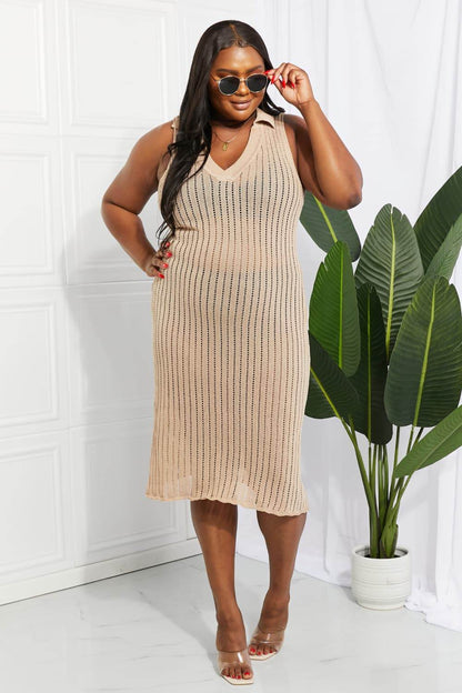 Openwork Johnny Collar Cover Up Dress - Selvanelle