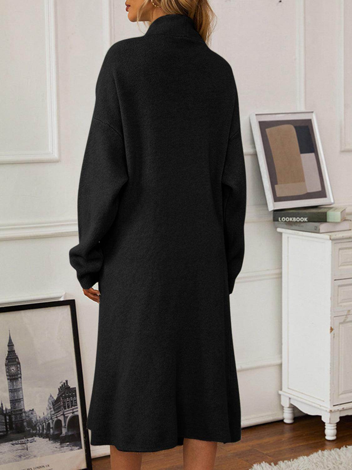 V-Neck Cami Dress and Open Front Cardigan Sweater Set - Selvanelle