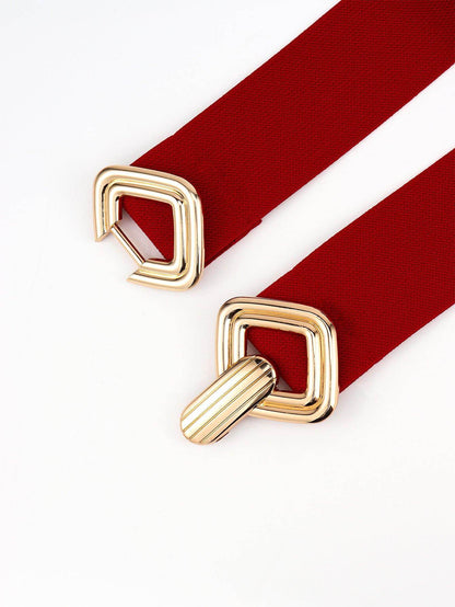 Geometric Buckle Elastic Wide Belt for Stylish Comfort - Selvanelle