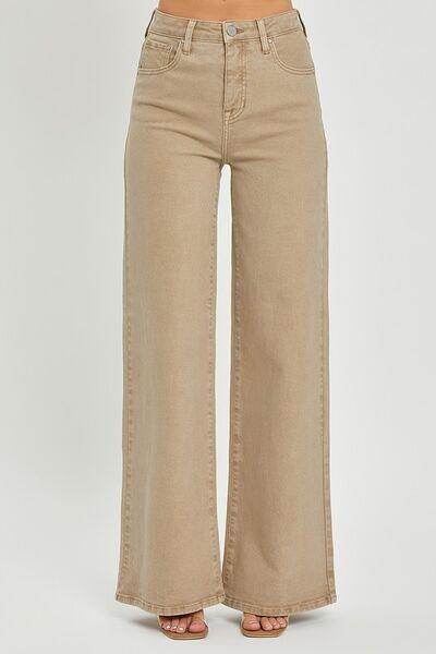 RISEN Full Size Tummy Control High Rise Wide Leg Jeans - Selvanelle