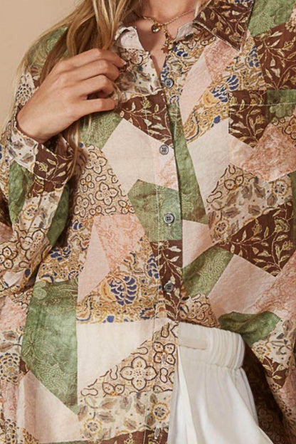 POL Button-Down Long Sleeve Printed Shirt for Stylish Wear - Selvanelle
