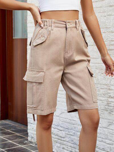High Waist Denim Shorts with Pockets for Women - Selvanelle