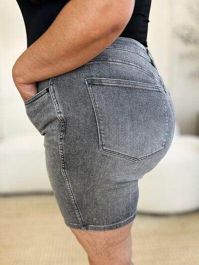 Judy Blue Full Size High Waist Washed Denim Shorts for Women - Selvanelle