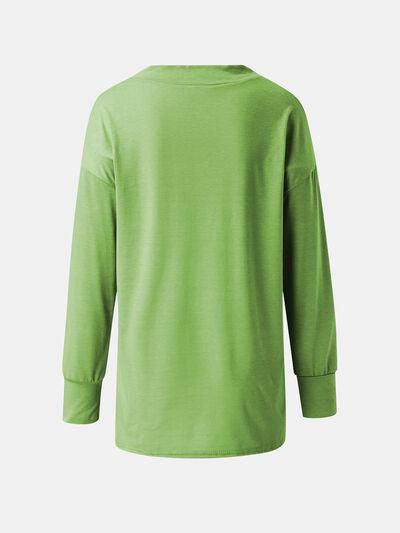 Full Size V-Neck Long Sleeve T-Shirt for Women Casual Wear - Selvanelle