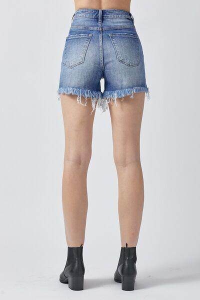 RISEN Raw Hem Asymmetrical Waist Denim Shorts for Women - Selvanelle
