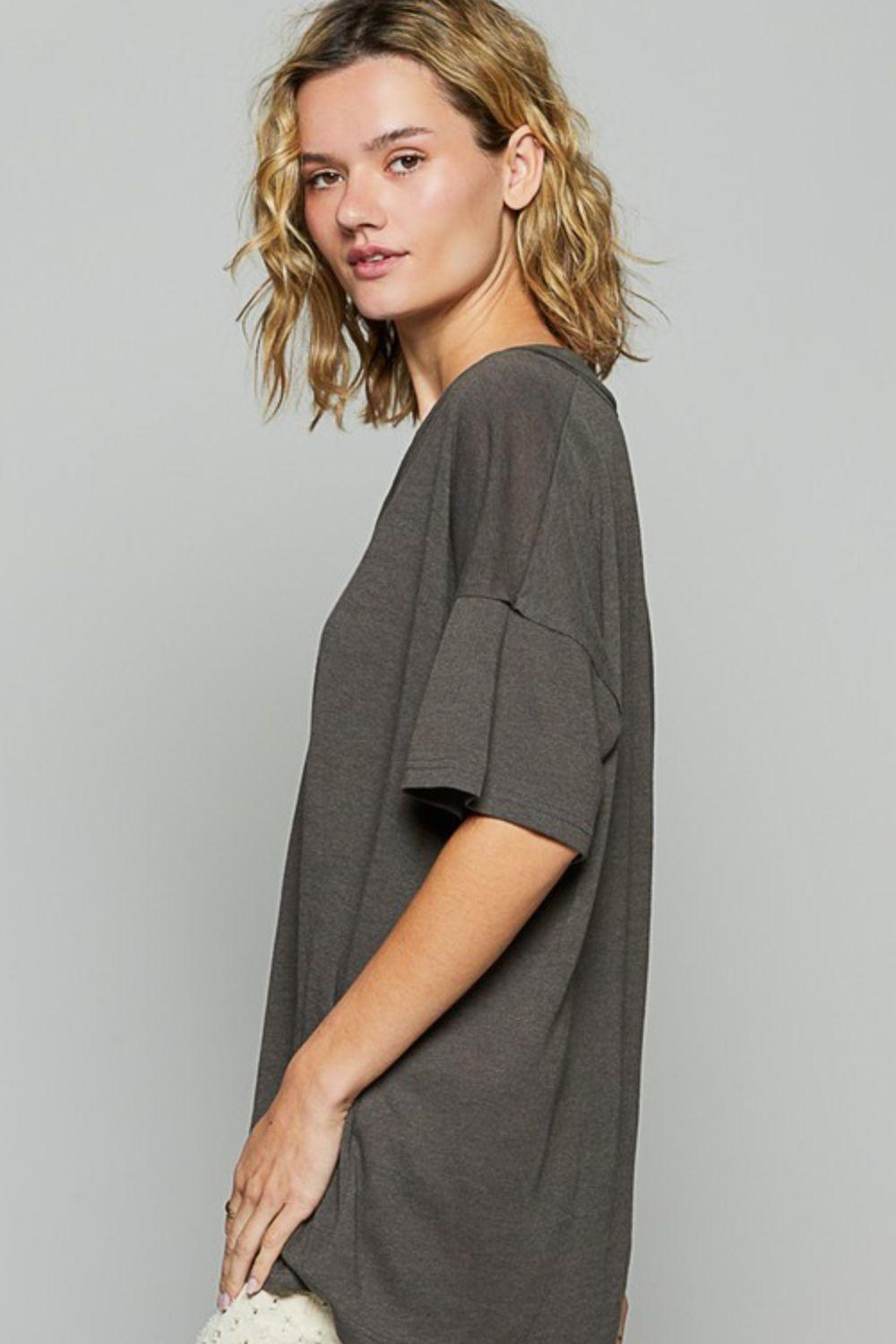 POL V-Neck Half Sleeve T-Shirt for Women Casual Style