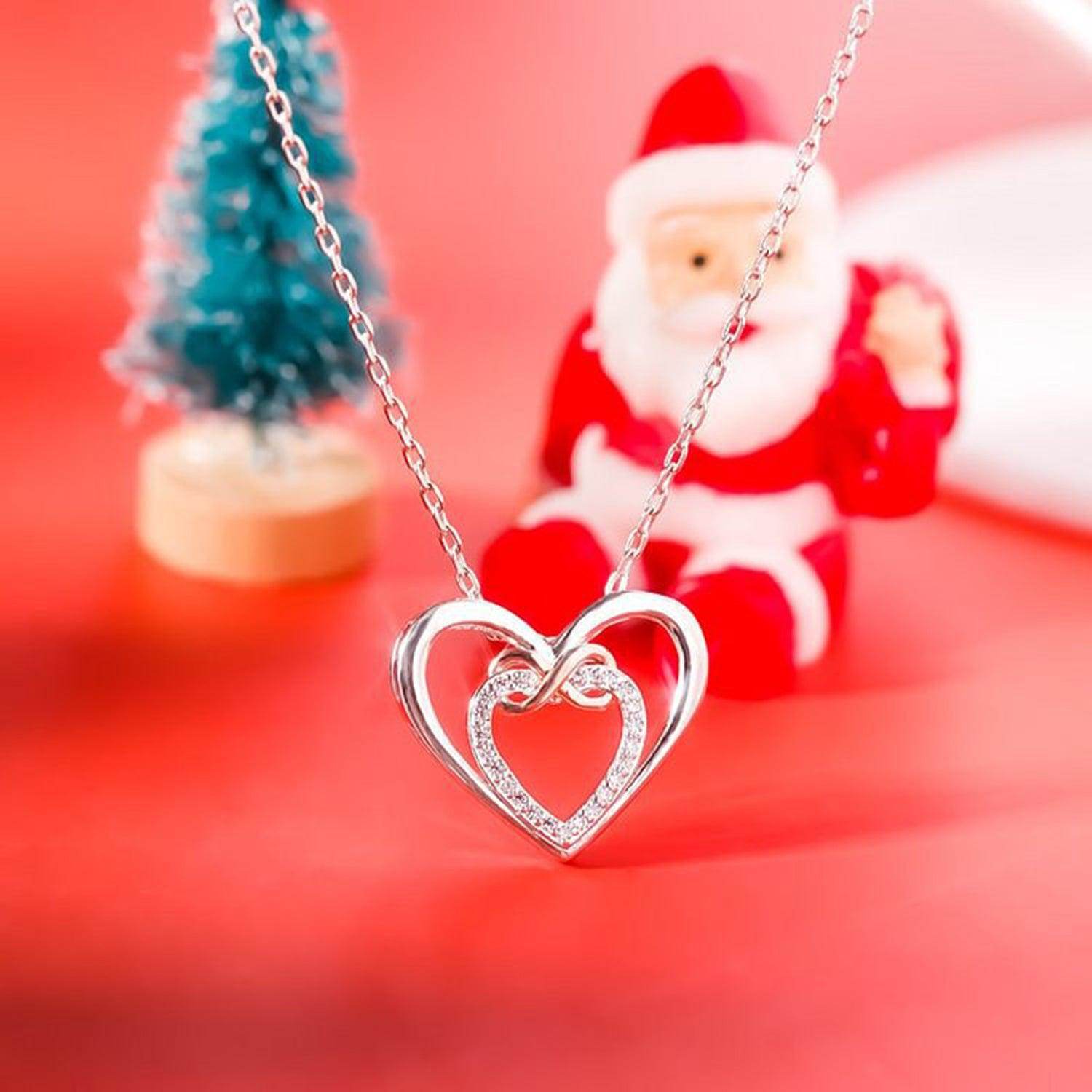 Heart Shape Inlaid Zircon 925 Sterling Silver Necklace for Women - Selvanelle