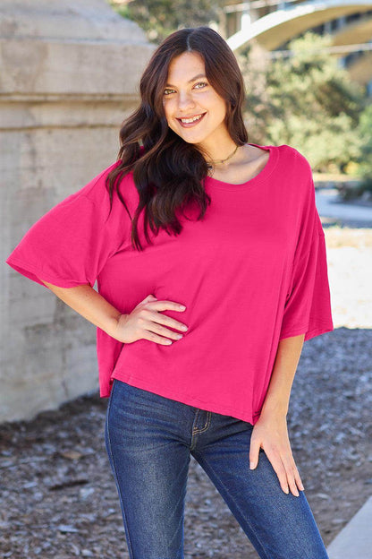 Basic Bae Full Size Round Neck Drop Shoulder T-Shirt for All - Selvanelle