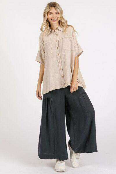 Mittoshop Mineral Wash Gauze Oversized Short Sleeve Shirt - Selvanelle