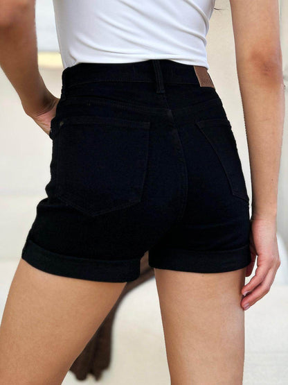 Judy Blue Full Size High Waist Tummy Control Cuffed Shorts - Selvanelle