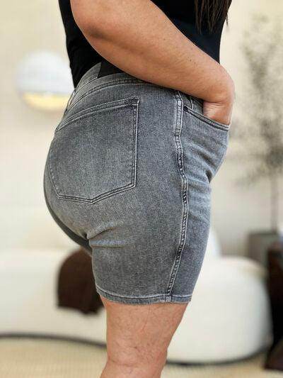 Judy Blue Full Size High Waist Washed Denim Shorts for Women - Selvanelle