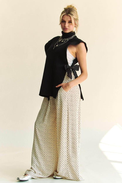 Davi & Dani Side Split Turtleneck Sleeveless Knit Top - Selvanelle