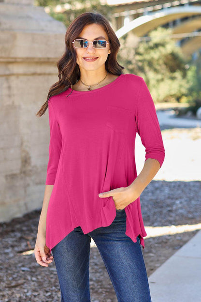 Basic Bae Full Size Round Neck Pocketed T-Shirt for Women - Selvanelle