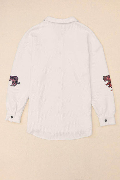 Tiger Sequin Dropped Shoulder Jacket for Trendy Style - Selvanelle