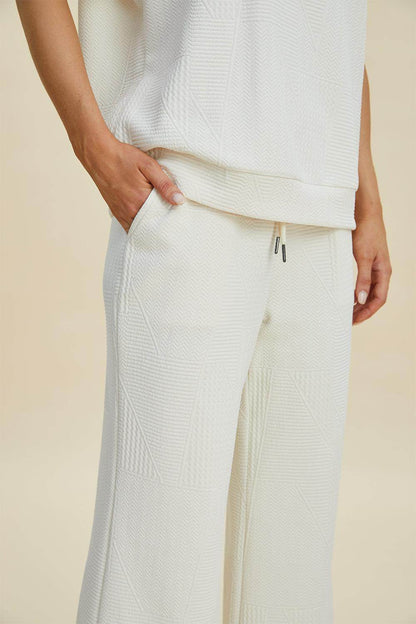 Double Take Full Size Pearl Detail Round Neck Top Pants Set - Selvanelle