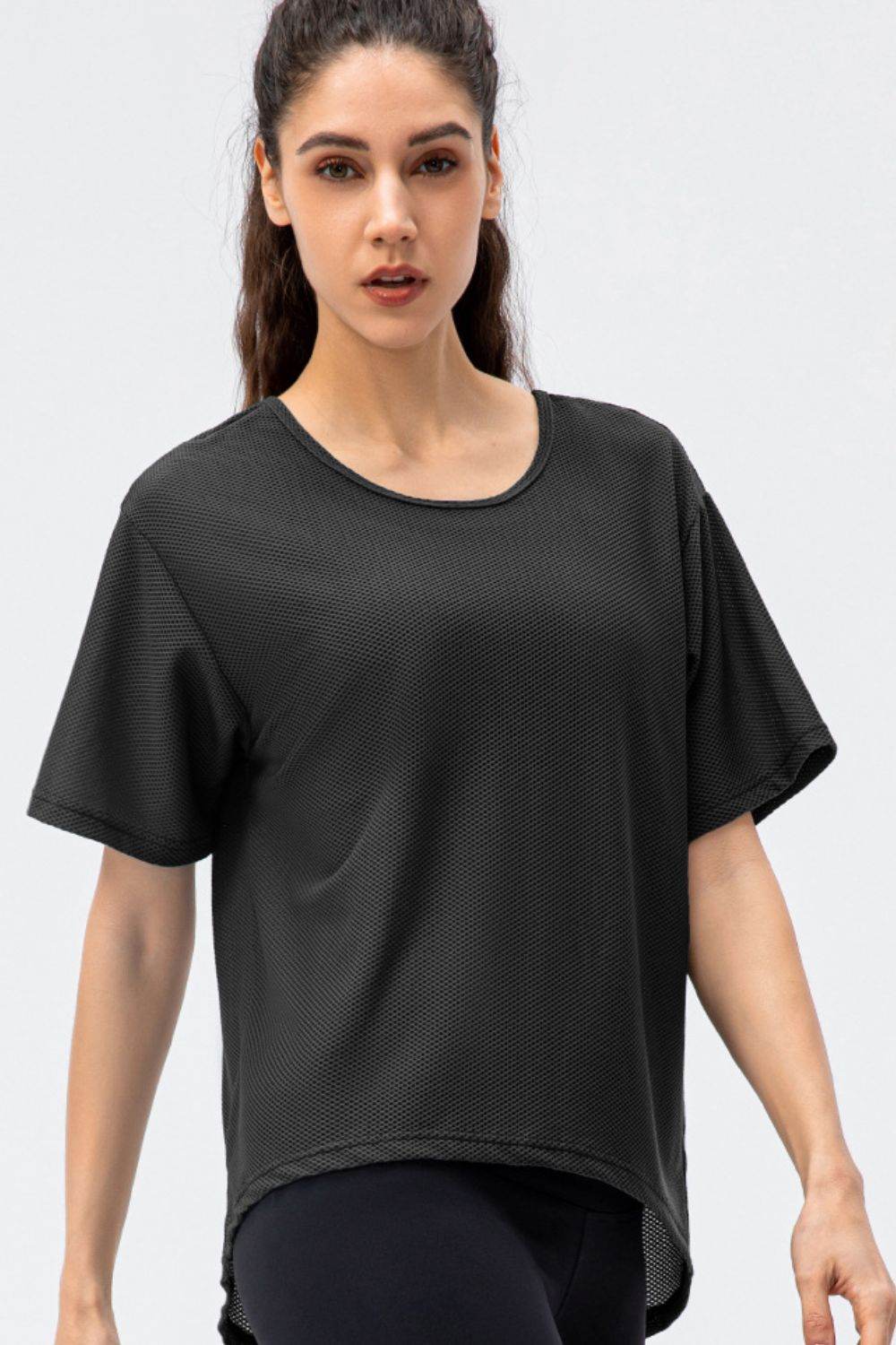 Round Neck Short Sleeve Active Tee - Selvanelle