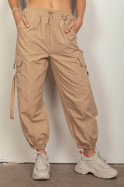 Very J Elastic Waist Woven Cargo Pants for Women - Selvanelle