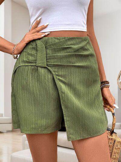 Perfee Ruched High Rise Shorts with Back Zipper for Women - Selvanelle