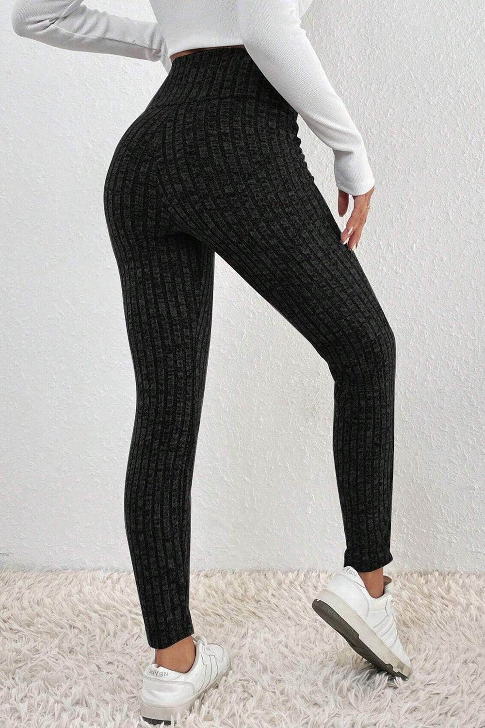Ribbed High Waist Leggings for Women with Moderate Stretch - Selvanelle