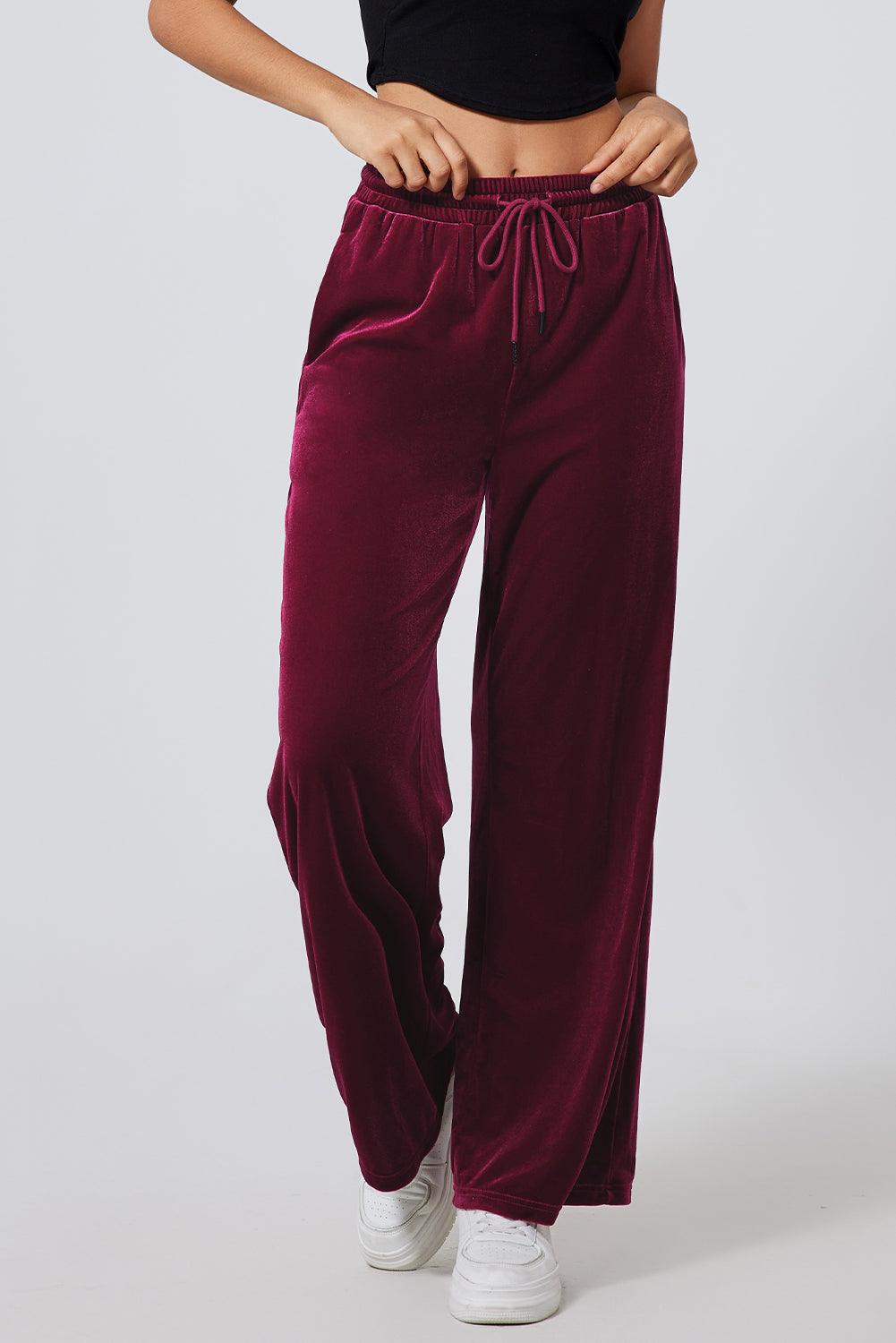 Drawstring Wide Leg Active Pants for Comfort and Style