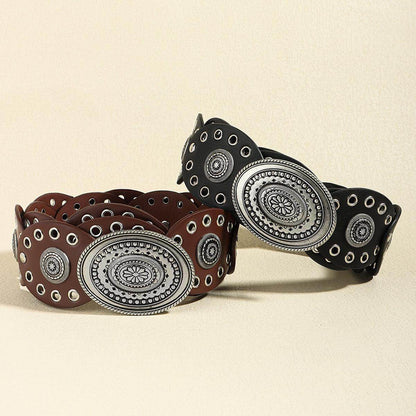 Stylish Oval PU Belt for Men and Women Casual Wear - Selvanelle